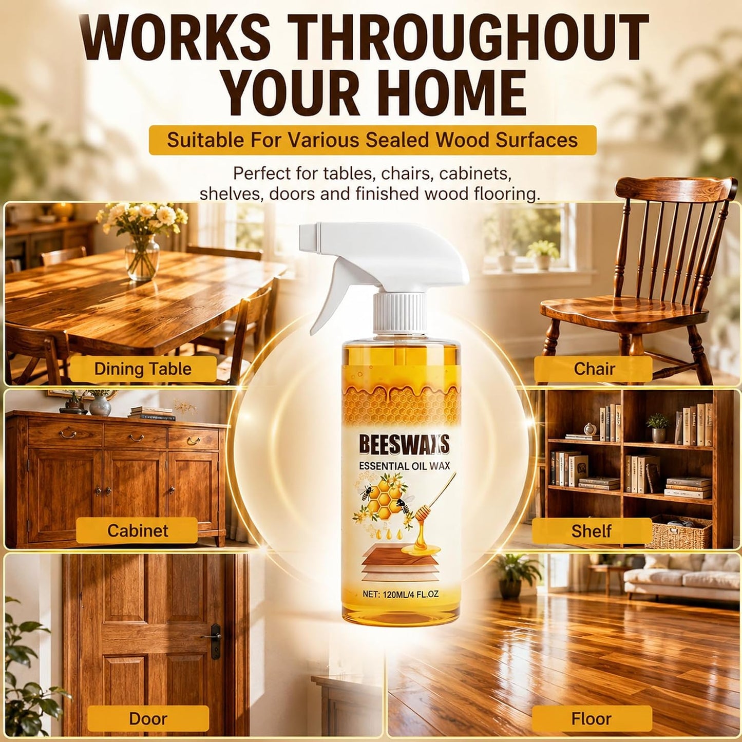 Micro-Molecularized Natural Beeswax Floor Polish Spray (120ml)