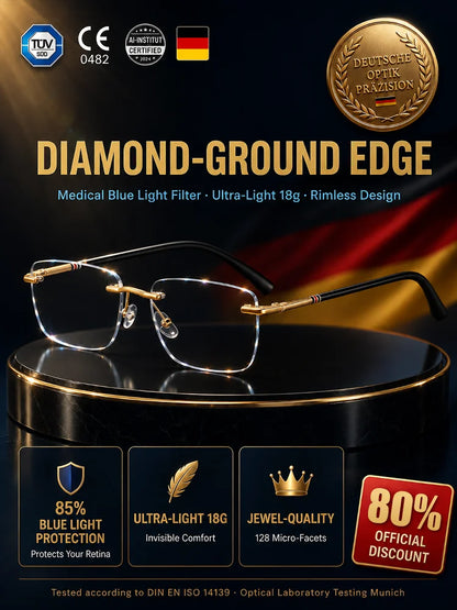 Diamond Rimless Blue Light Blocking Reading Glasses (Brand Selection)