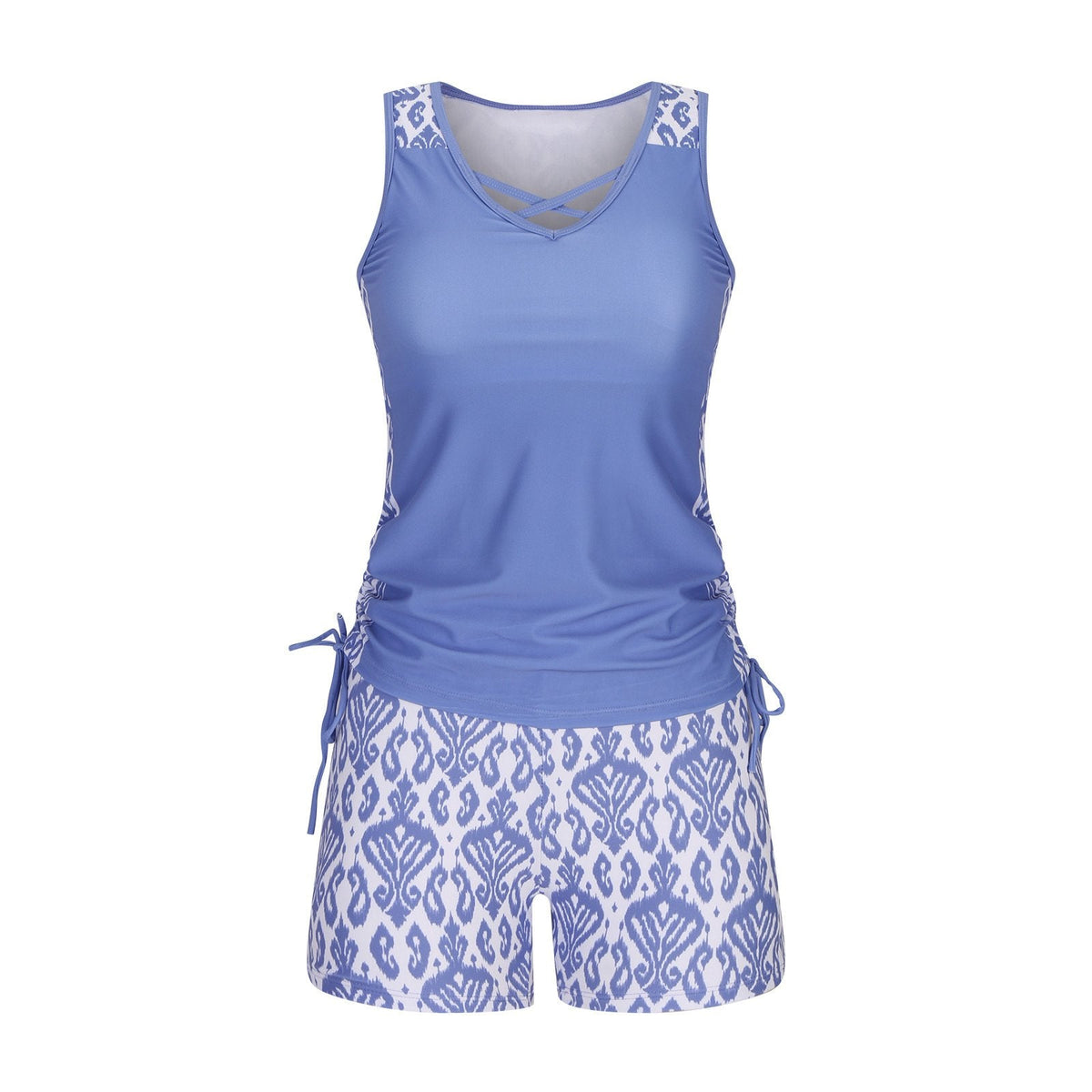 ⏰LAST DAY 50% OFF - Miraclesuit Women's Tummy Control Tankini Set with Built-In Bra – Flattering Boho Swimwear with Shorts