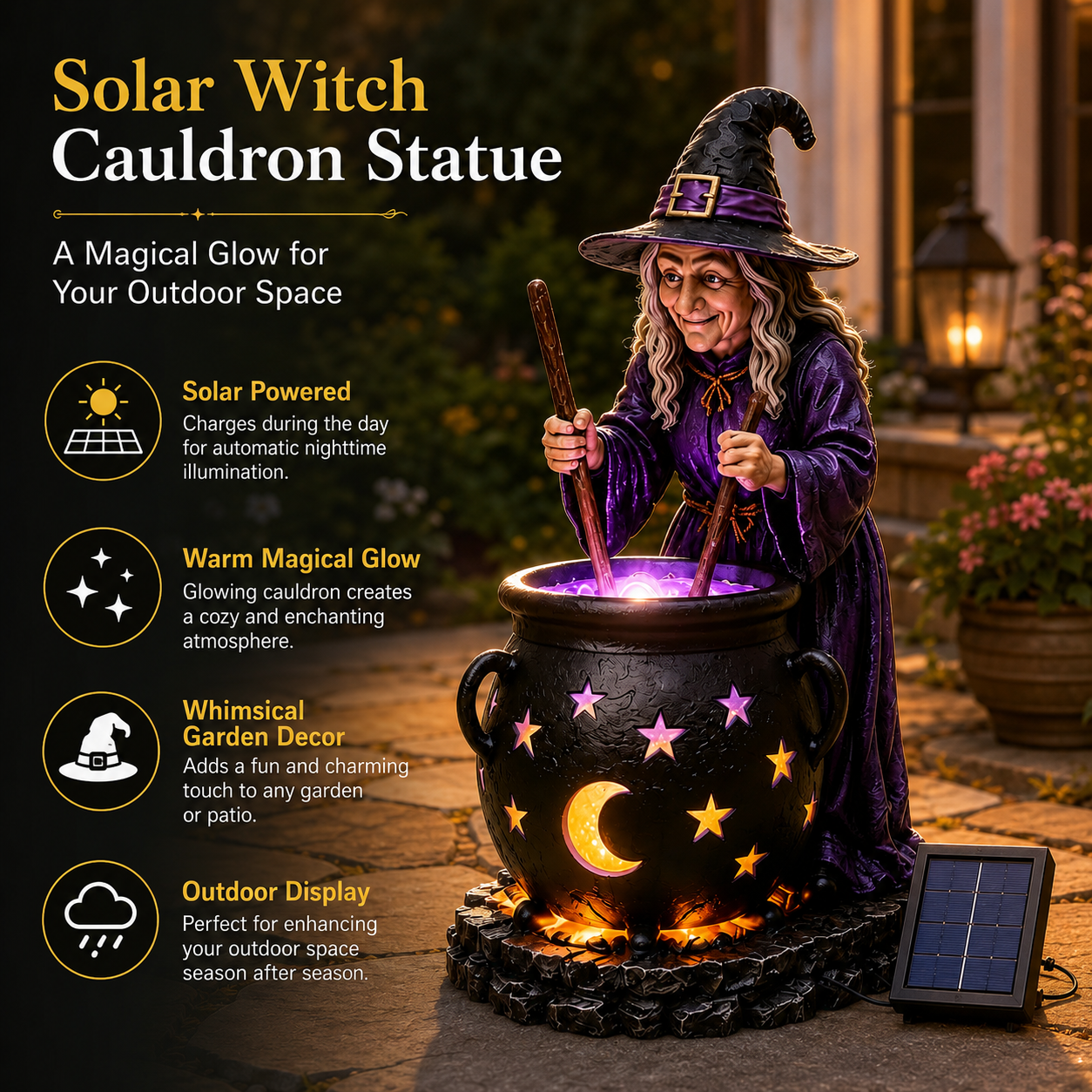 🪄Halloween Witch Glowing Cauldron Solar Light