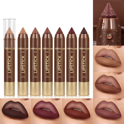 6Pcs Mauve Brown Matte Lip Liner and Lipstick Combo Set Kit