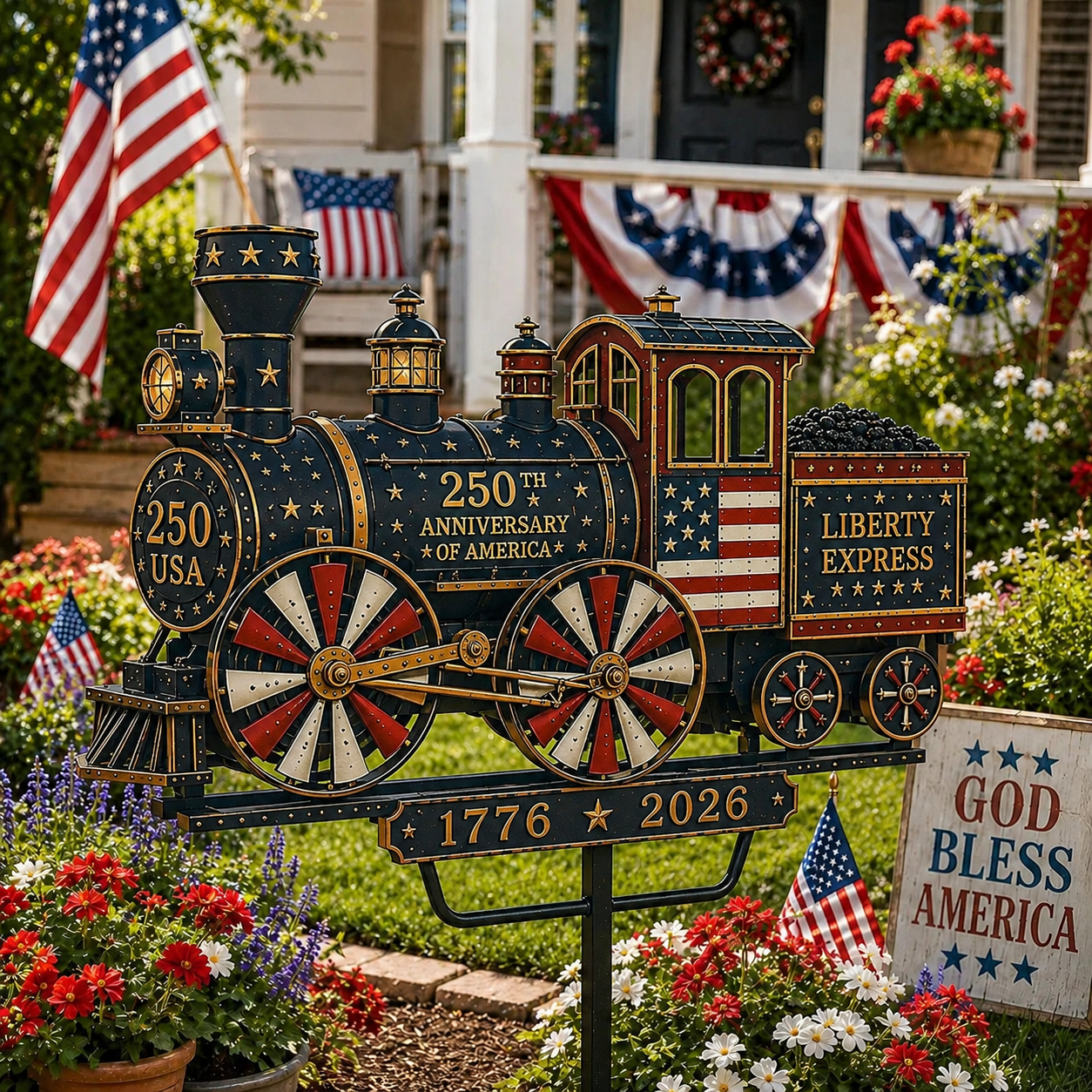 🔥 Selling Fast! 🇺🇸 250th Anniversary Liberty Express Train Wind Spinner – Free Shipping