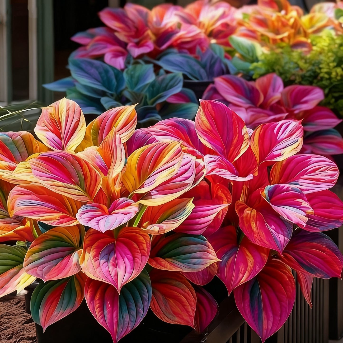 ⏰Last Day Promotion 40% 🌈🔥 Limited Edition Rainbow Flame Hostas -Rare Multicolor Foliage, Exclusive to Our Store 🌸