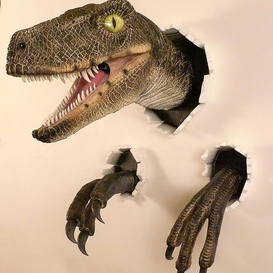 Dinosaur Head Wall Hanging - Jurassic Life-like Bursting Dinosaur Bust Prop Replica