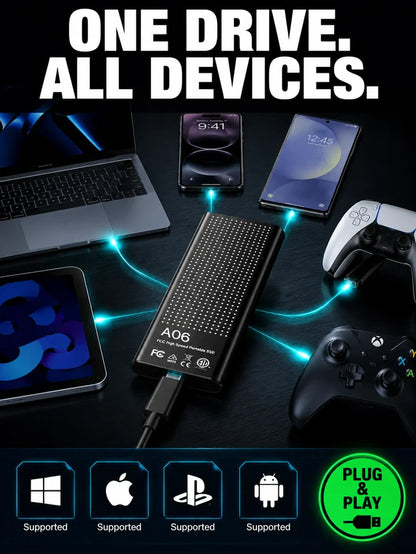 Portable high-speed and large-capacity solid-state drive