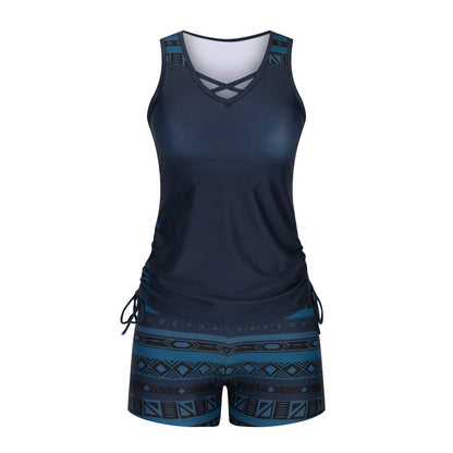 ⏰LAST DAY 50% OFF - Miraclesuit Women's Tummy Control Tankini Set with Built-In Bra – Flattering Boho Swimwear with Shorts