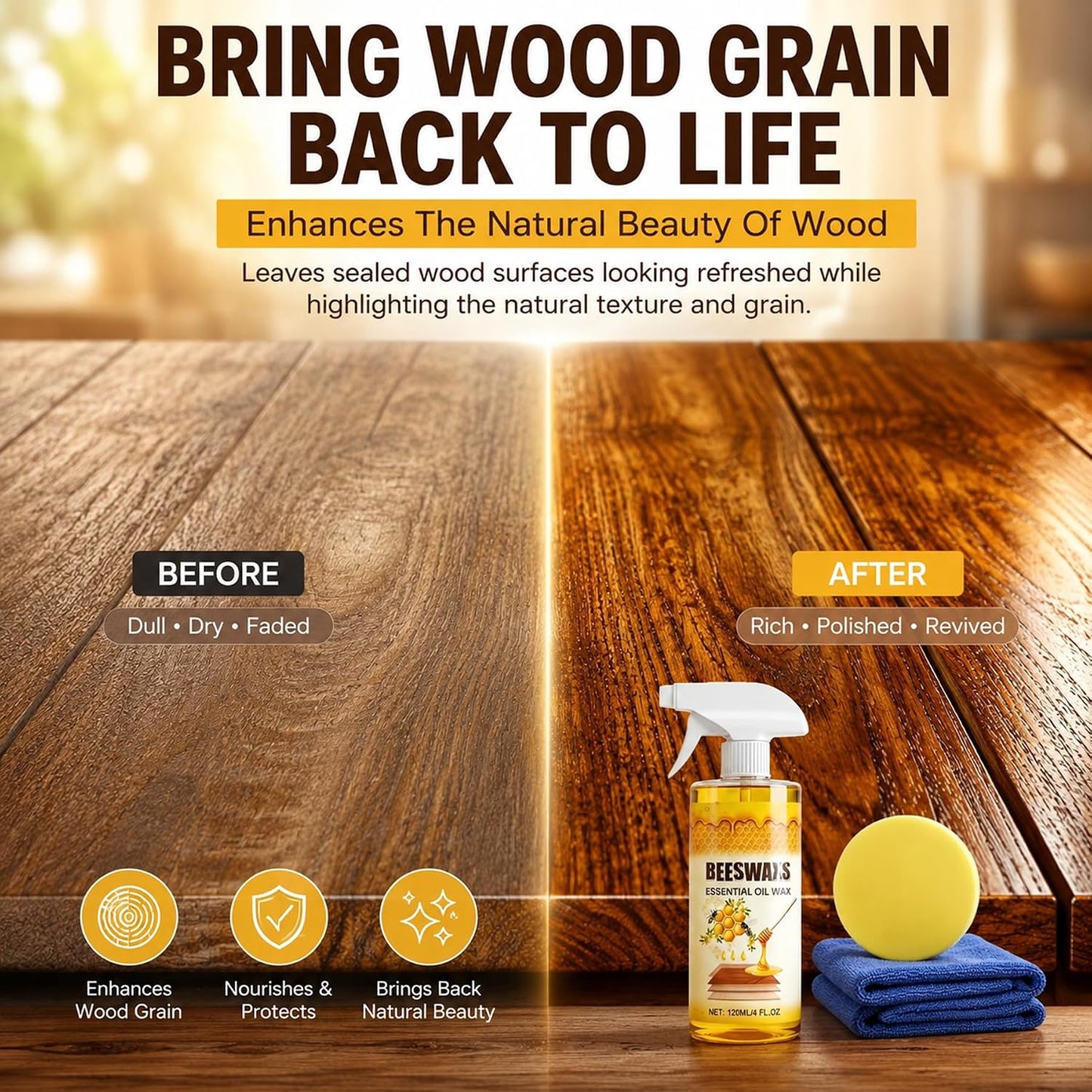 Micro-Molecularized Natural Beeswax Floor Polish Spray (120ml)
