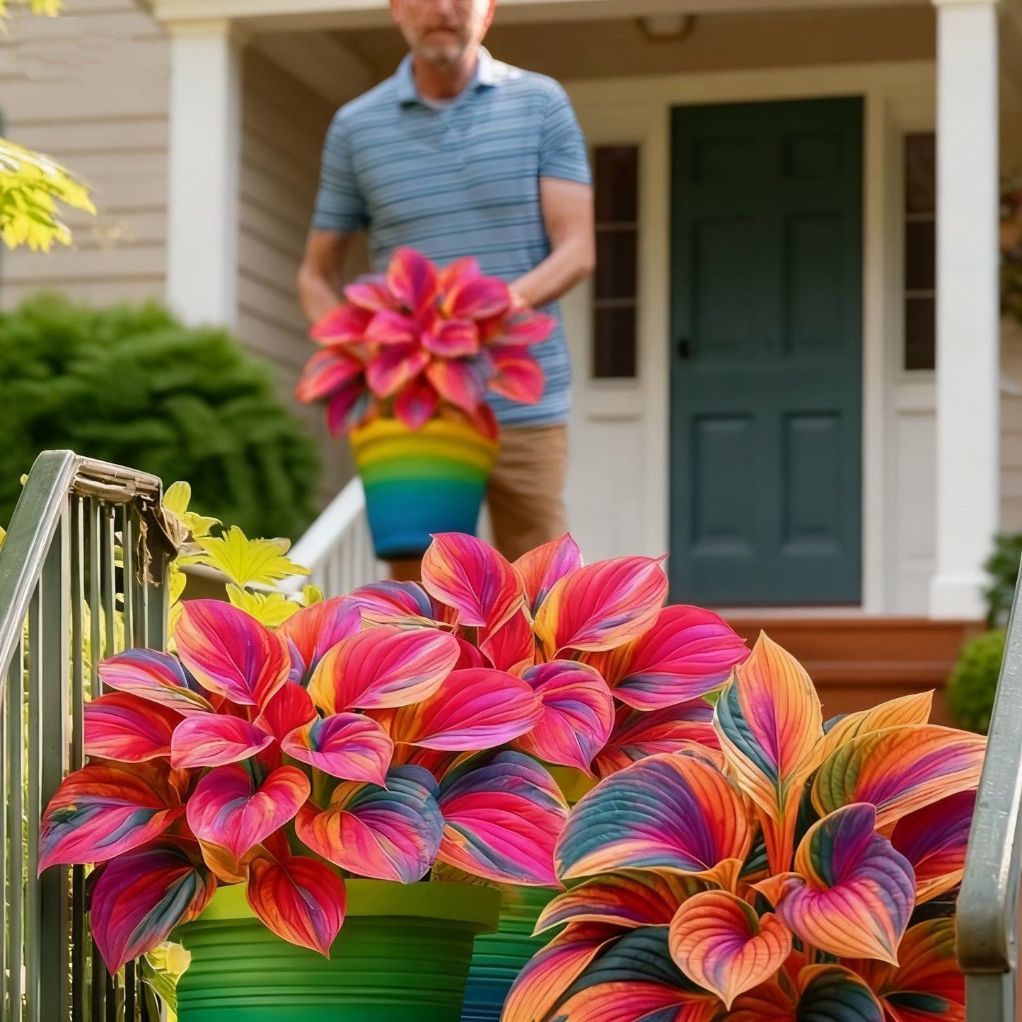 ⏰Last Day Promotion 40% 🌈🔥 Limited Edition Rainbow Flame Hostas -Rare Multicolor Foliage, Exclusive to Our Store 🌸