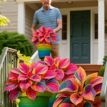 ⏰Last Day Promotion 40% 🌈🔥 Limited Edition Rainbow Flame Hostas -Rare Multicolor Foliage, Exclusive to Our Store 🌸