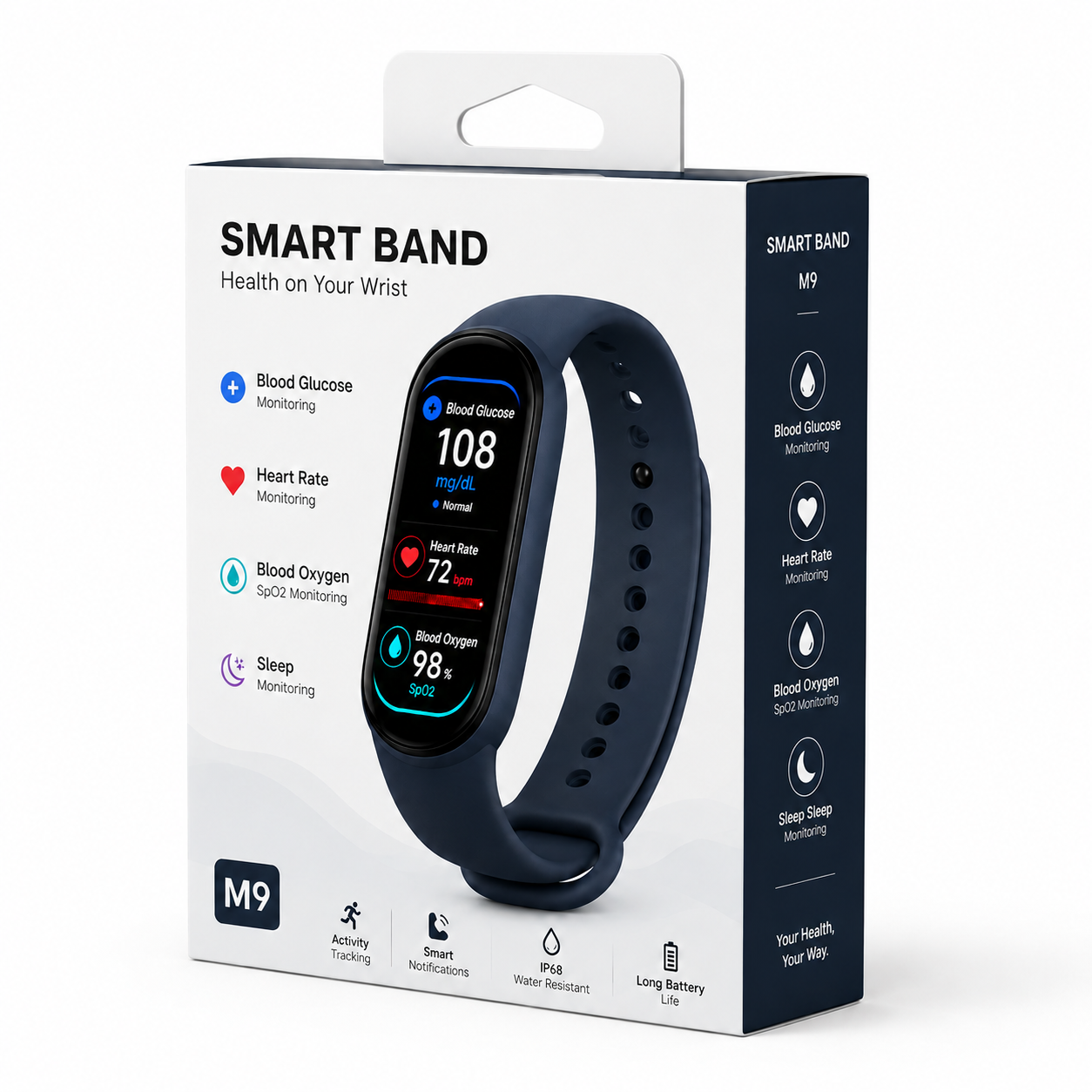 🏆 2026 Pryxo™ M9 Non-Invasive Smart Band 📈12 health reports - No-Prick