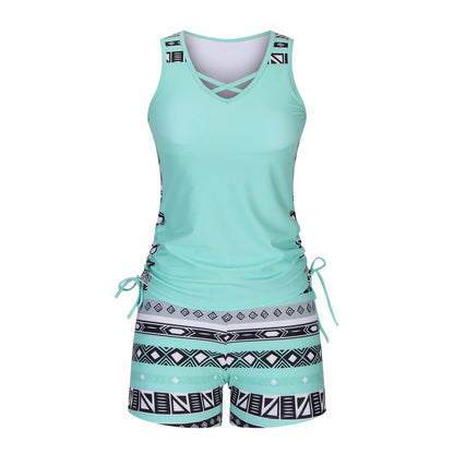 ⏰LAST DAY 50% OFF - Miraclesuit Women's Tummy Control Tankini Set with Built-In Bra – Flattering Boho Swimwear with Shorts