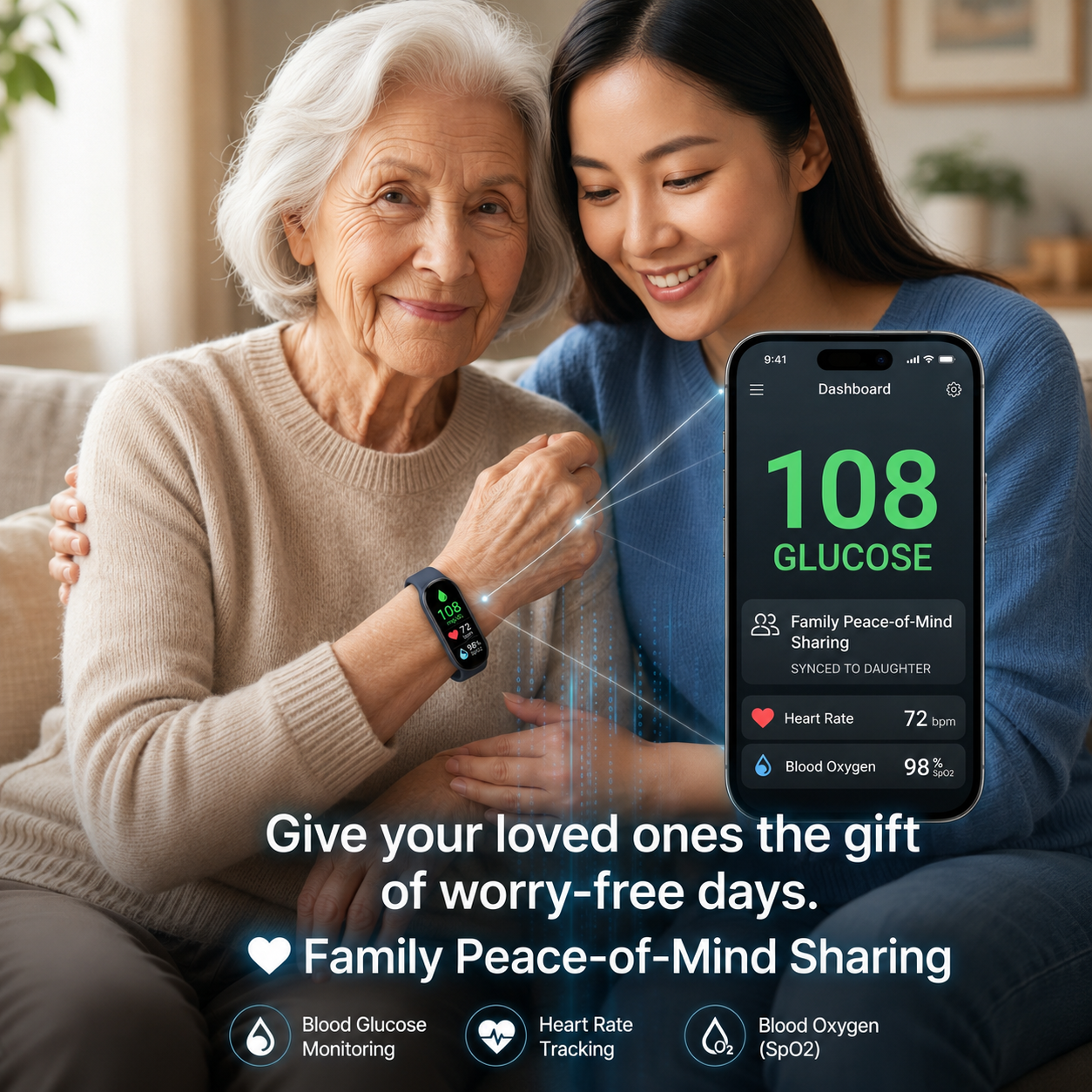 🏆 2026 Pryxo™ M9 Non-Invasive Smart Band 📈12 health reports - No-Prick