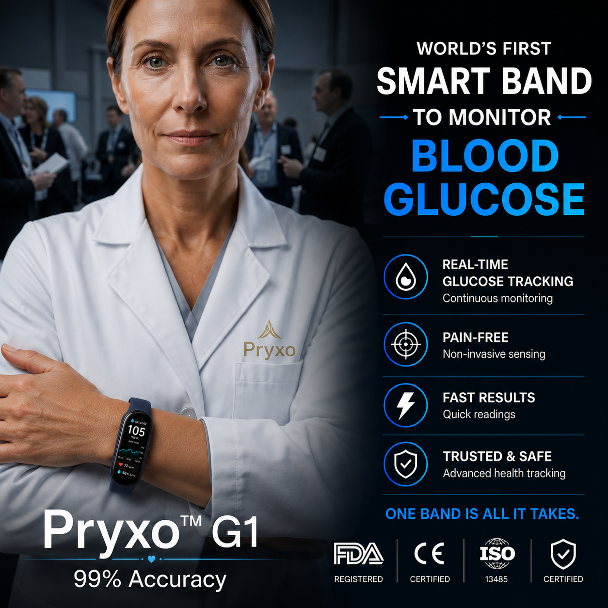 🏆 2026 Pryxo™ M9 Non-Invasive Smart Band 📈12 health reports - No-Prick