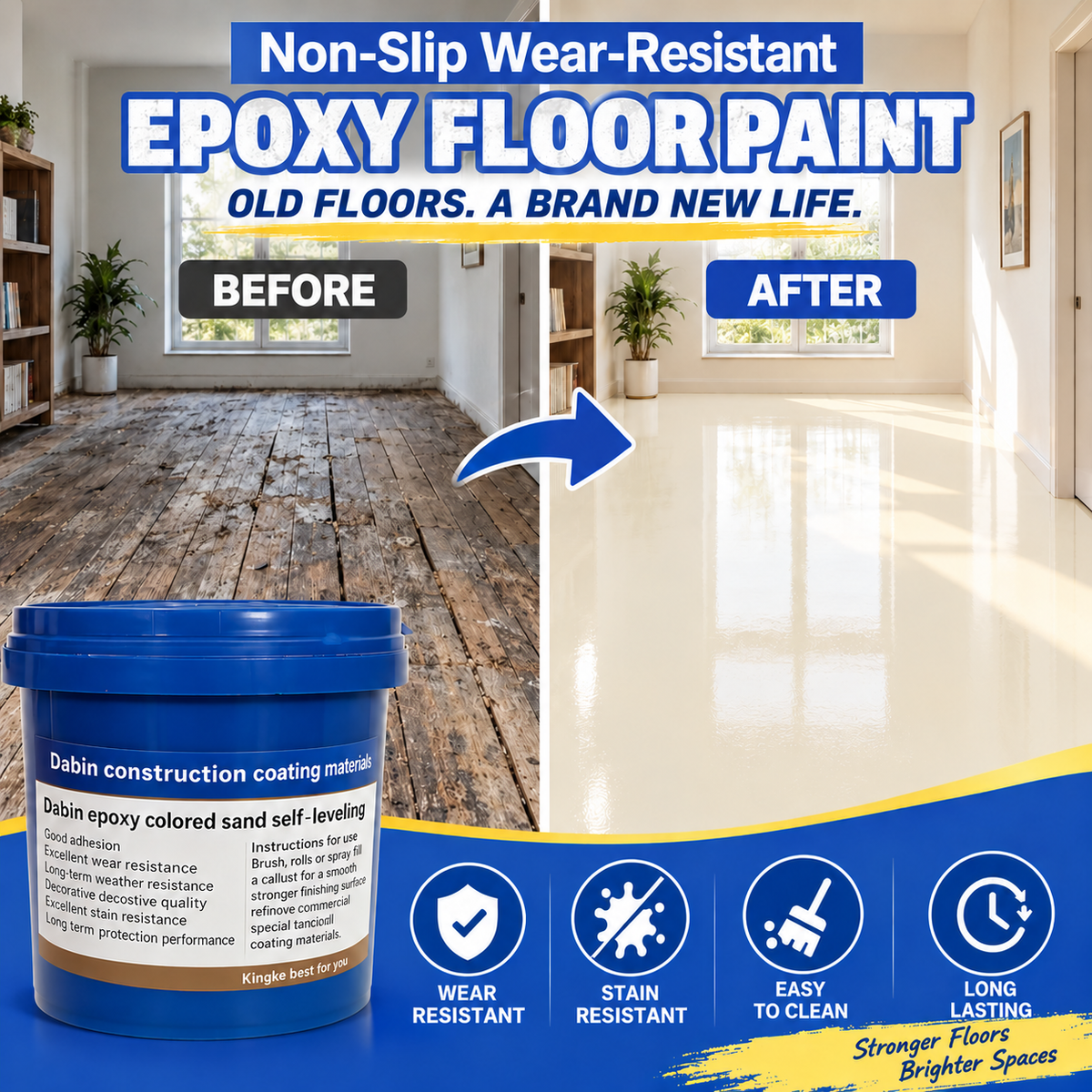 ✨ High-Gloss Self-Leveling Epoxy Floor Coating – Transform Garages, Basements & Workshops