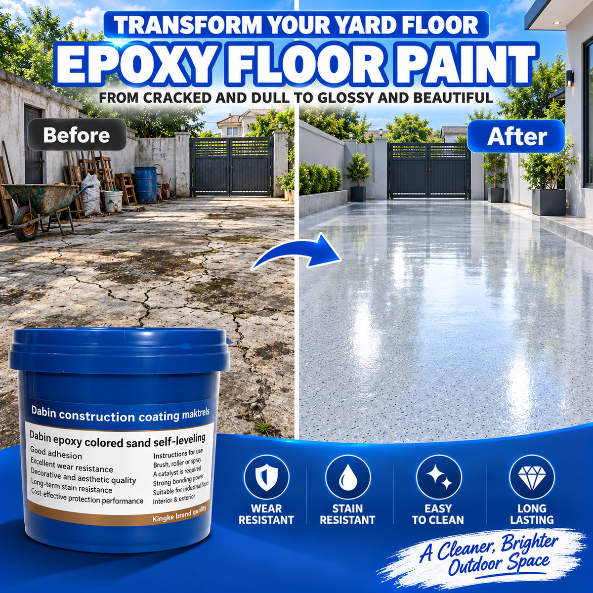 ✨ High-Gloss Self-Leveling Epoxy Floor Coating – Transform Garages, Basements & Workshops