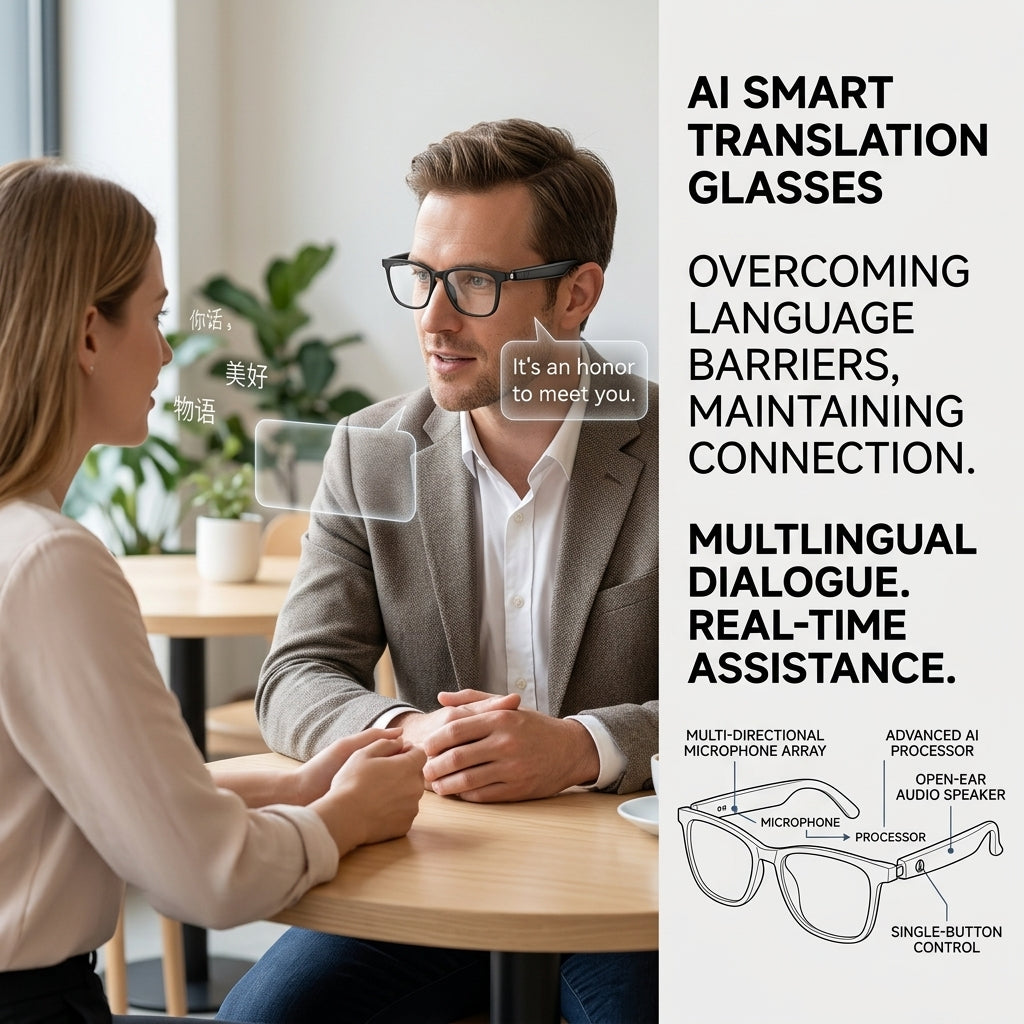 All-weather on-body AI assistant, real-time multilingual simultaneous translation, seamless cross-border communication, all-round AI recognition for everything, on-body professional recorder, hands-free calls, music playback