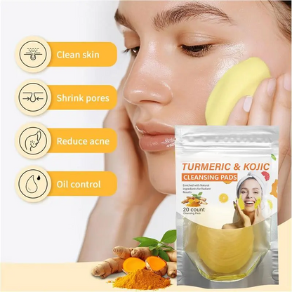 Turmeric & Kojic Acid Cleansing Pads,Gentle Deep Clean Soft Texture FacialSkincare Pads
