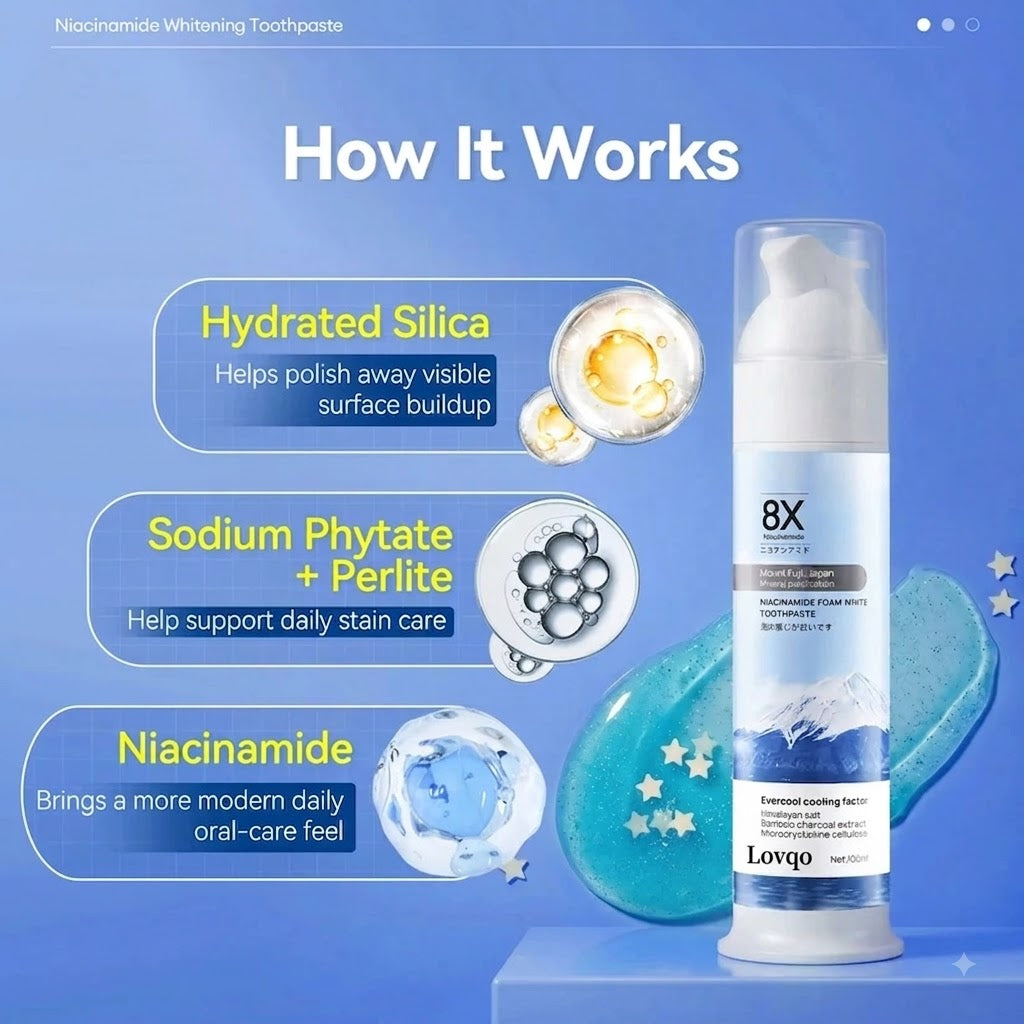 Lovqo™ 8X Niacinamide Foaming Whitening Toothpaste