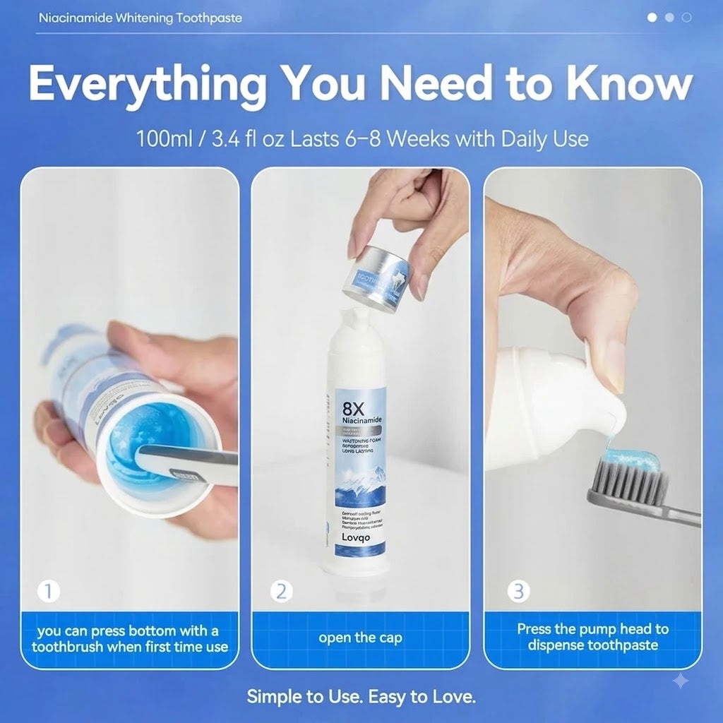 Lovqo™ 8X Niacinamide Foaming Whitening Toothpaste