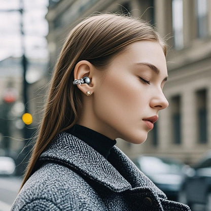 🎧2026 New Clip-On Open-Ear Headphones – Wireless Bluetooth Earbuds with AI Noise Cancelling, Rhinestone Decor & Water Resistant