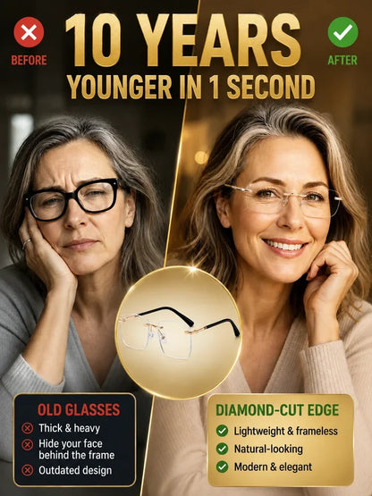 Diamond Rimless Blue Light Blocking Reading Glasses (Brand Selection)