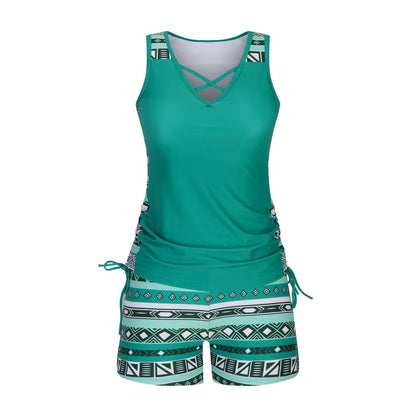 ⏰LAST DAY 50% OFF - Miraclesuit Women's Tummy Control Tankini Set with Built-In Bra – Flattering Boho Swimwear with Shorts