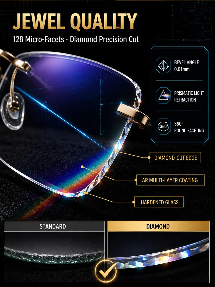 Diamond Rimless Blue Light Blocking Reading Glasses (Brand Selection)