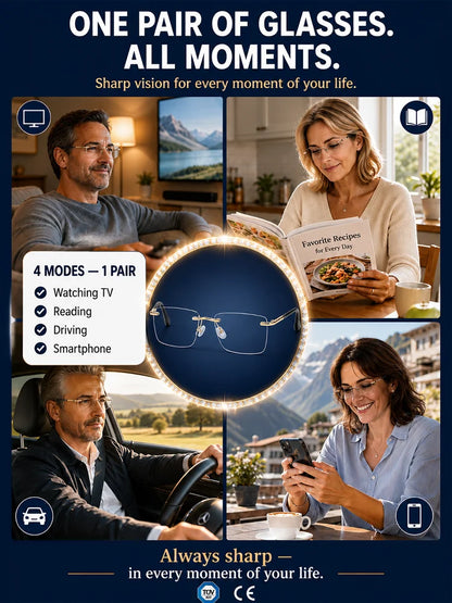 Diamond Rimless Blue Light Blocking Reading Glasses (Brand Selection)