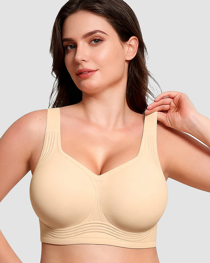 Plus Size Wireless Support Bra – Jelly Lift Seamless Push Up Bra for Women, Full Coverage Comfort Fit
